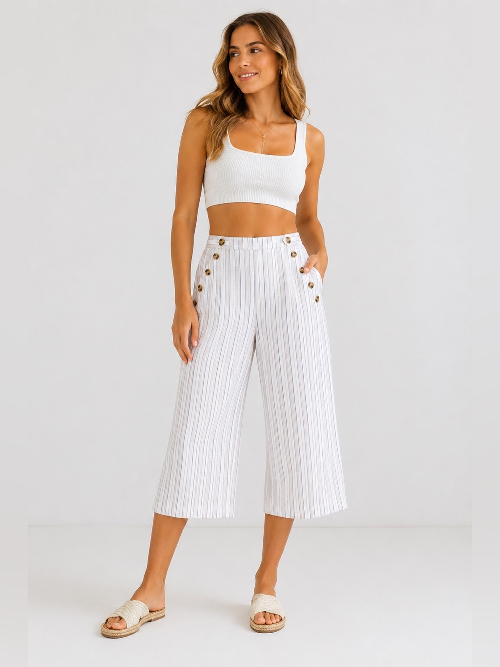 American Eagle XS Women’s Striped Wide-Leg Pants